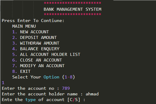 Bank Management Project with Python