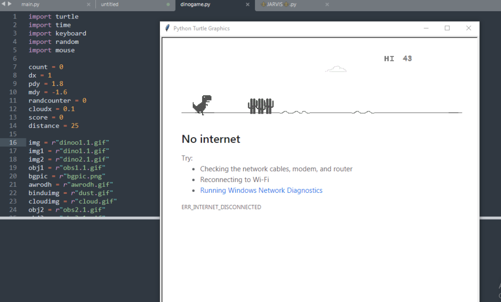 Chrome Dinosaur in Pygame 