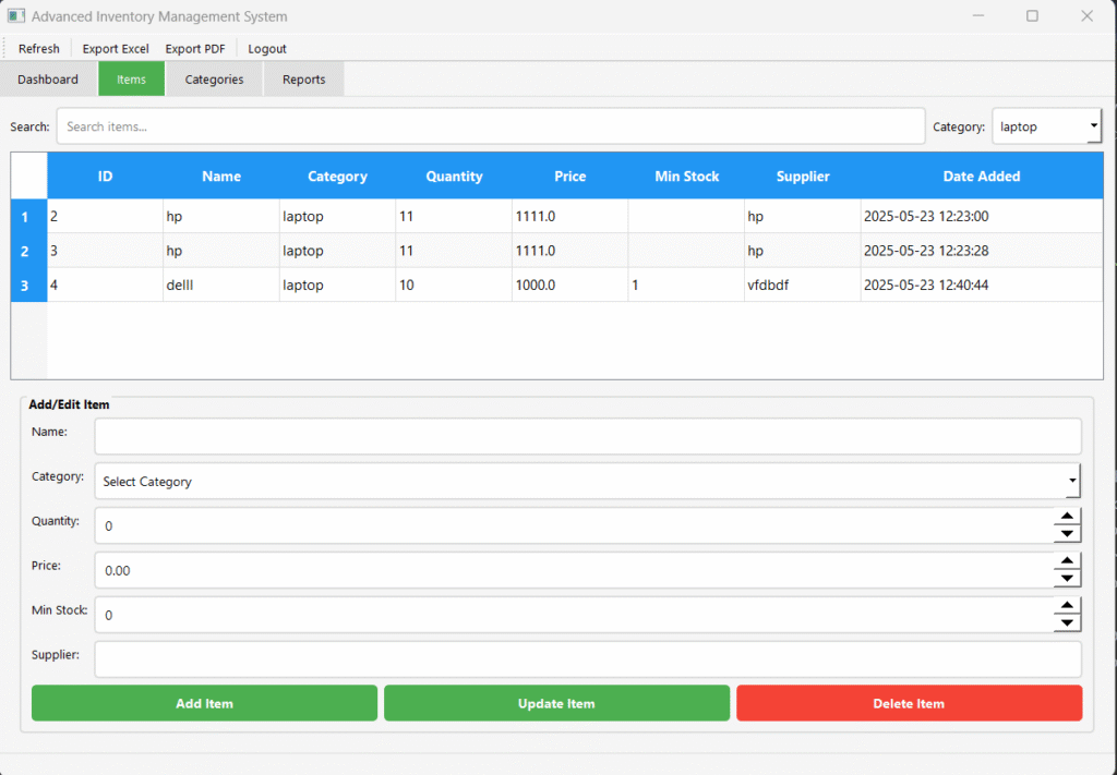 inventory management using python